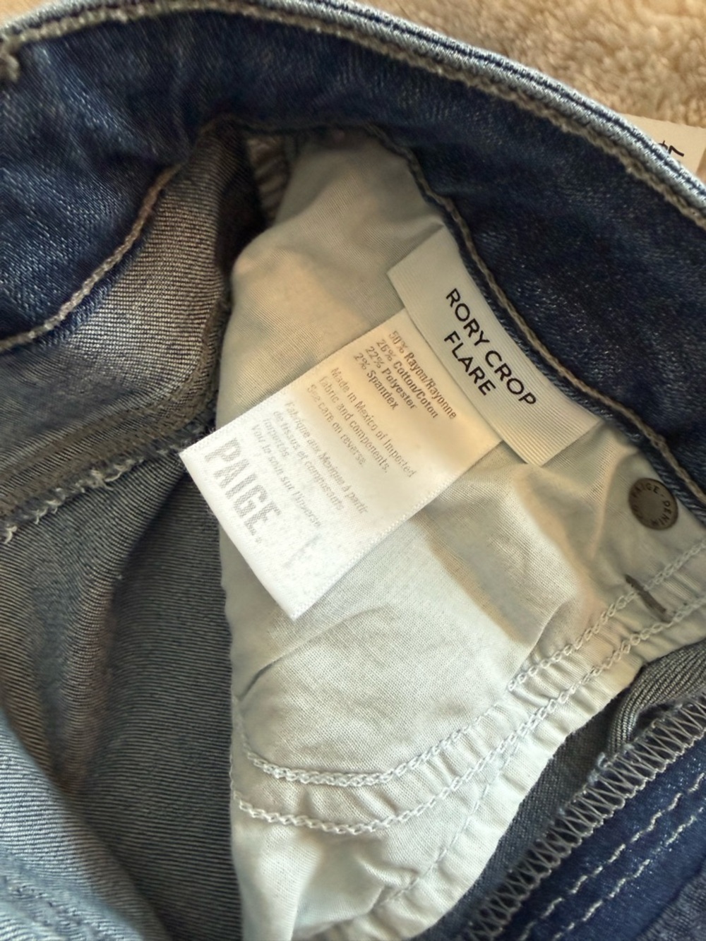 PAIGE Rory Crop Flare Jeans in Deep Blue, NWT, Size 30 - Picture 2 of 5